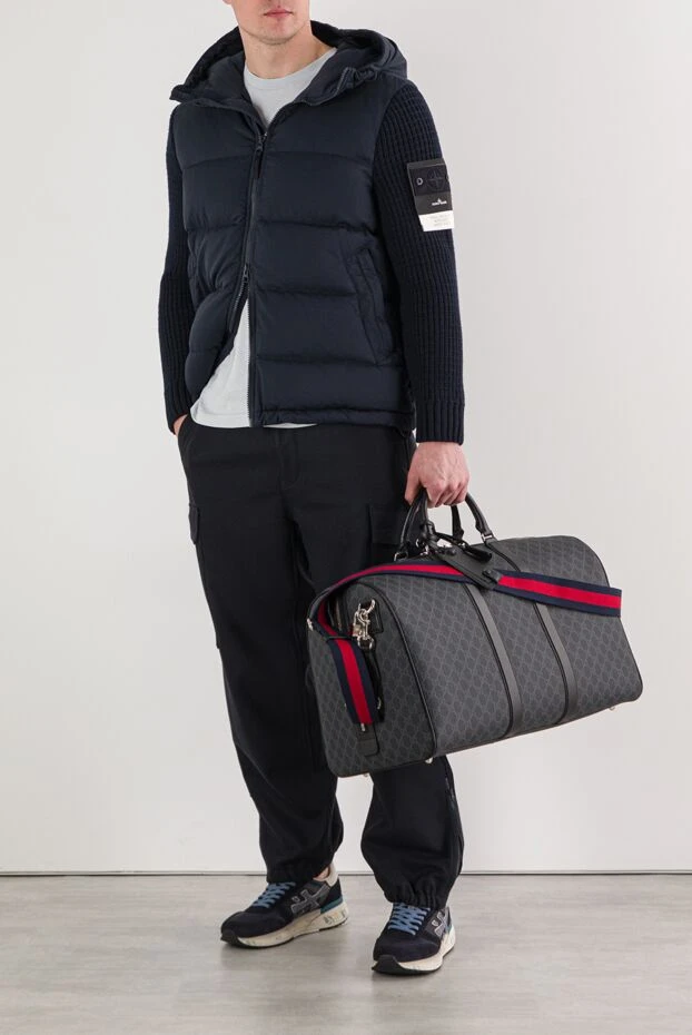 Stone Island мужской пуховик с трикотажными рукавами ghost темно-синего цвета 191873 - фото 2