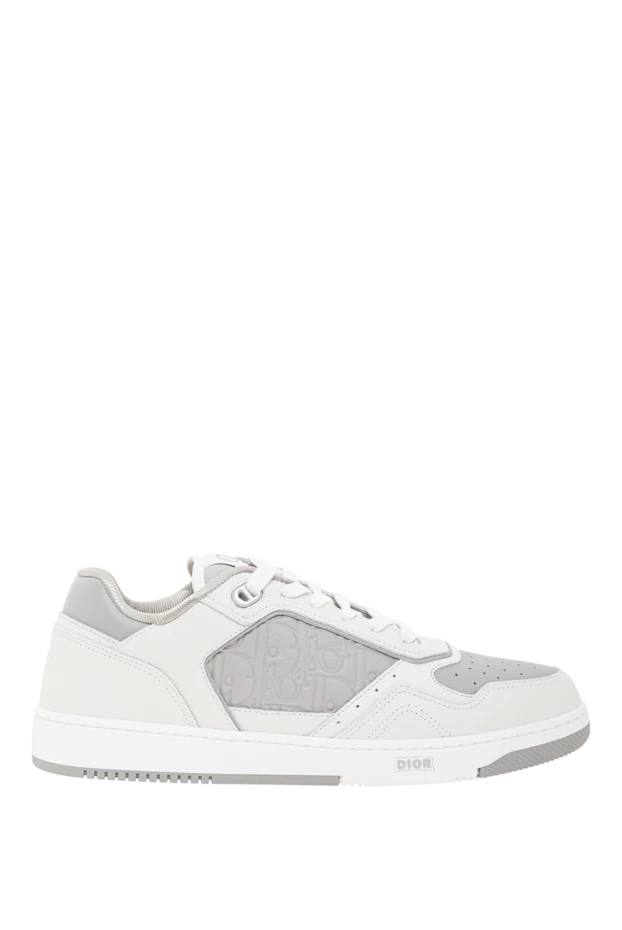 B27 Сұр қабаттасуы бар ақ бұзау терісінен жасалған Uptown төмен кроссовкалары - фото 1