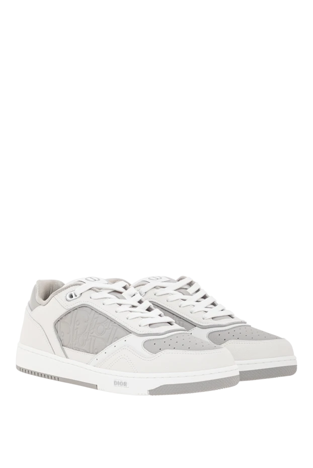 Dior b27 uptown low-top sneakers in white calfskin with gray overlays 191876 - photo 3