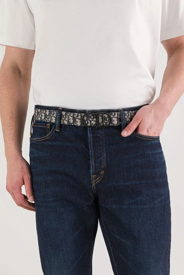 Dior ремень essentials reversible belt strap с бежево-черным жаккардовым узором 191879 - фото 2