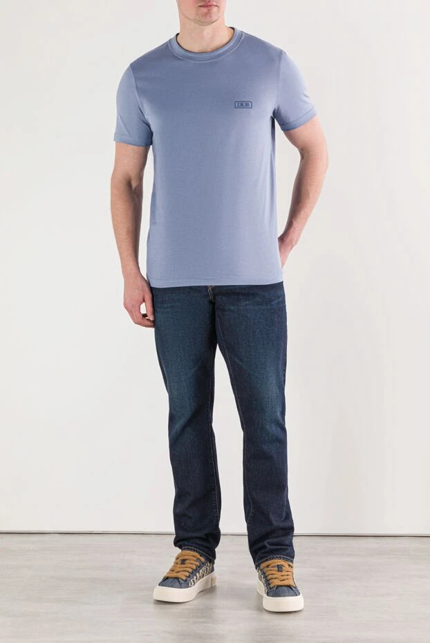 Dior көк мақта жейдедегі sea island icons футболкасы 191880 - фото 2