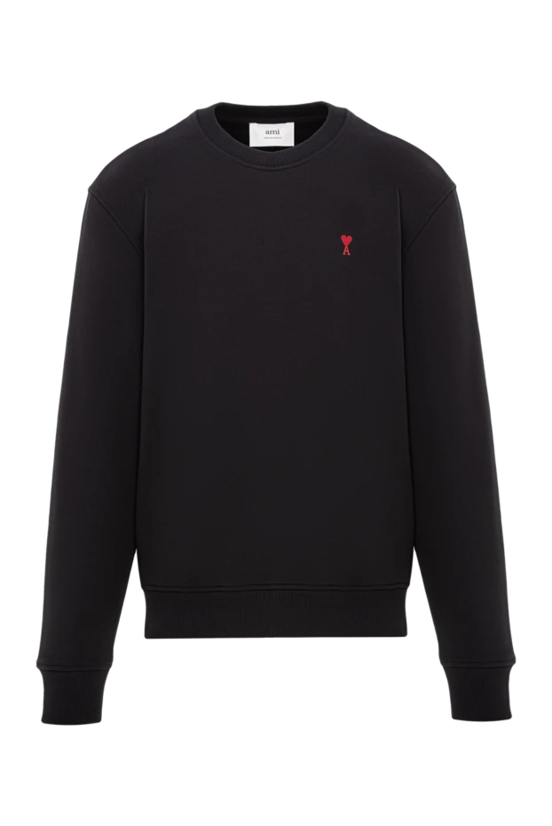 Свитшот черного цвета из хлопка с фирменным вышитым мотивом монограммы - фото 1