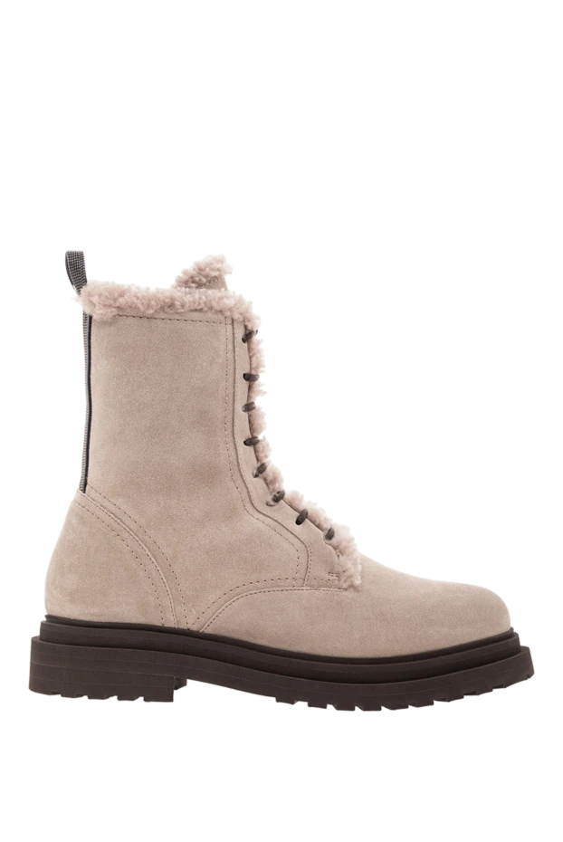 Жылы түкті астары бар жұмсақ күдеріден жасалған биік етік, бежевый
- фото 1