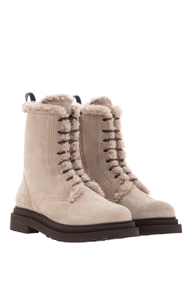 Brunello Cucinelli high-top boots made of soft suede with warm fur lining, beige
 191908 - photo 3