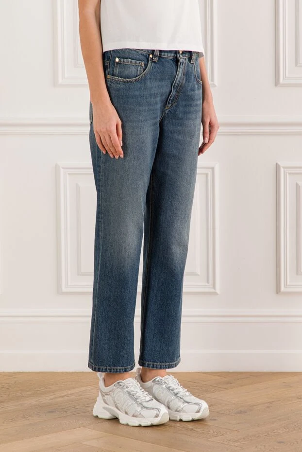 Brunello Cucinelli голубые джинсы с плавным высветлением по линии ноги
 191910 - фото 3