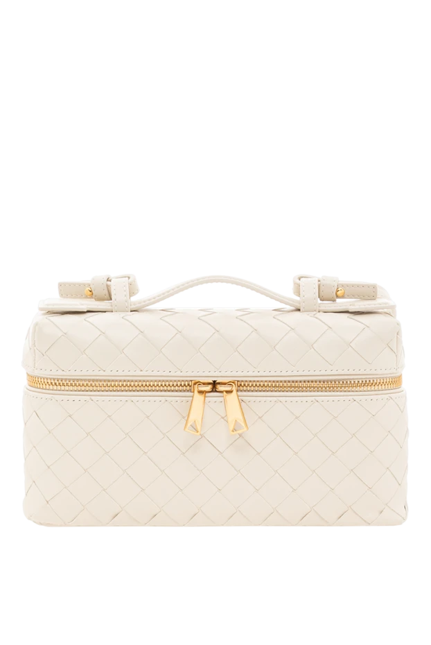 Женская плетенная кожаная сумка Bang Bang бежевого цвета - фото 1