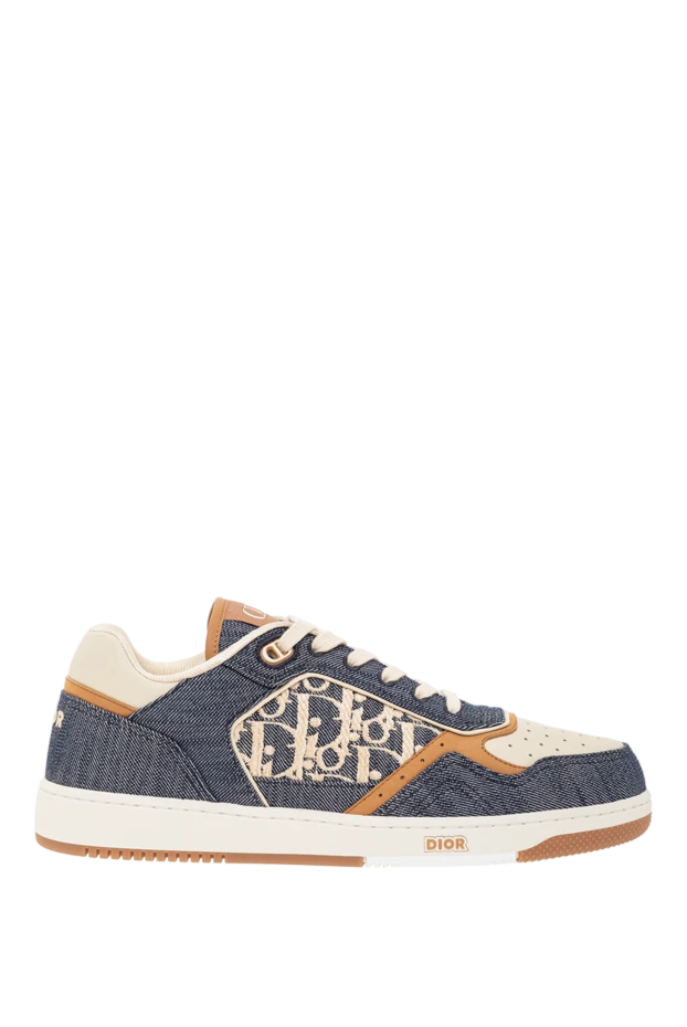 B27 Uptown low-top sneakers in white smooth calfskin and black denim - photo 1