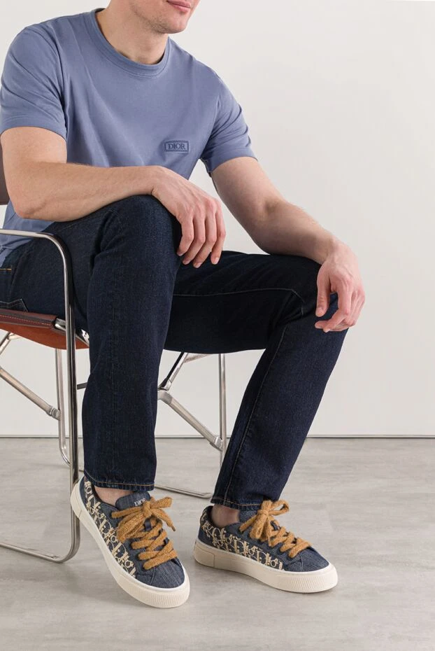 Dior кроссовки b33 spin из денима с логотипом oblique и шнурками из мохера 191933 - фото 2