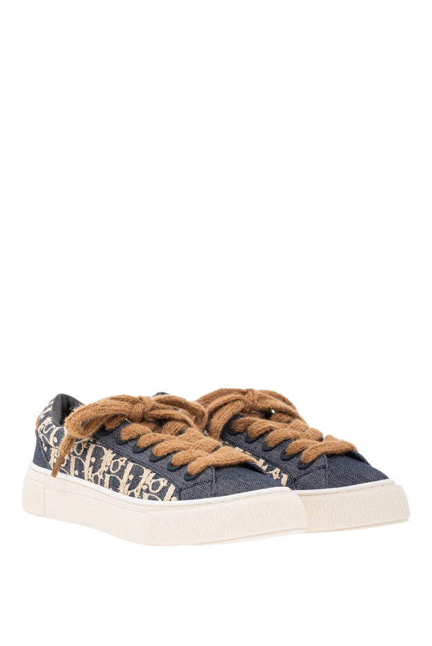 Dior b33 spin denim sneakers with oblique logo and mohair laces 191933 - photo 3