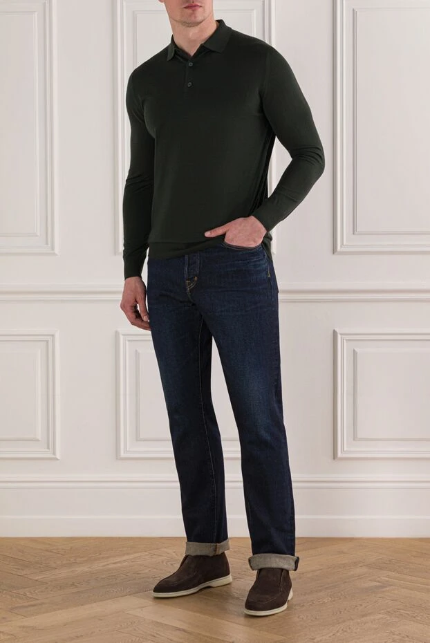 Wish ультра жұқа жүннен жасалған жасыл түсті ұзын жеңді поло - фото 2