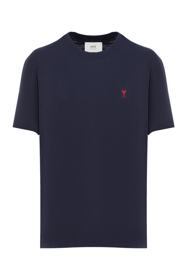 Dark blue T-shirt with embroidered red de Coeur logo - photo 1