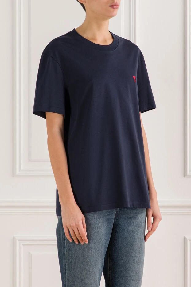 Ami dark blue t-shirt with embroidered red de coeur logo 191947 - photo 3