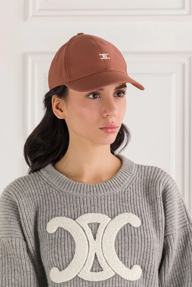 Celine логотипі бар triomphe қоңыр мақтадан жасалған бейсбол қалпағы
 191957 - фото 2