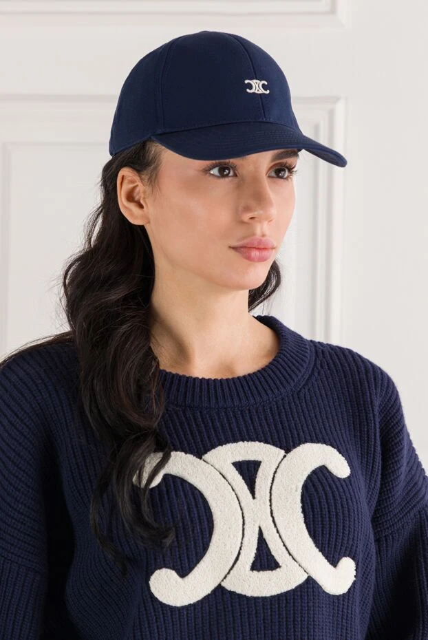Celine логотипі бар triomphe көк мақтадан жасалған бейсбол қалпағы 191959 - фото 3