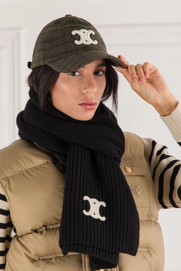 Celine triomphe жасыл түсті шотланд жүнінен жасалған киіз бейсболка 191960 - фото 2