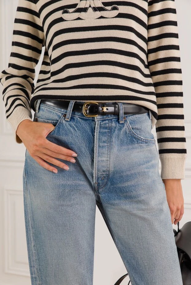 Celine қара тауриллон былғарыдан жасалған vivienne орташа 25 мм белбеуі 191966 - фото 2