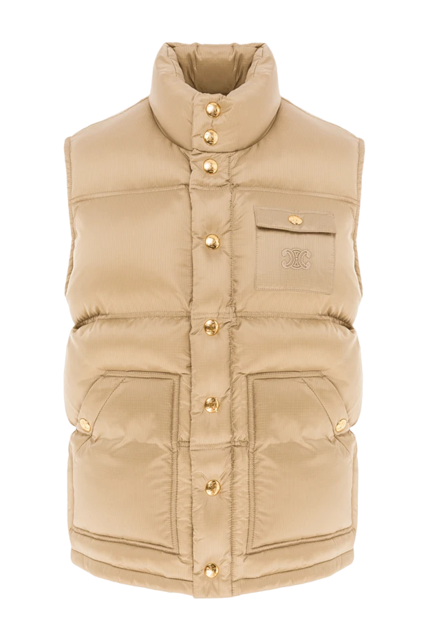 Quilted lightweight nylon vest in beige with the Triomphe signature logo - photo 1