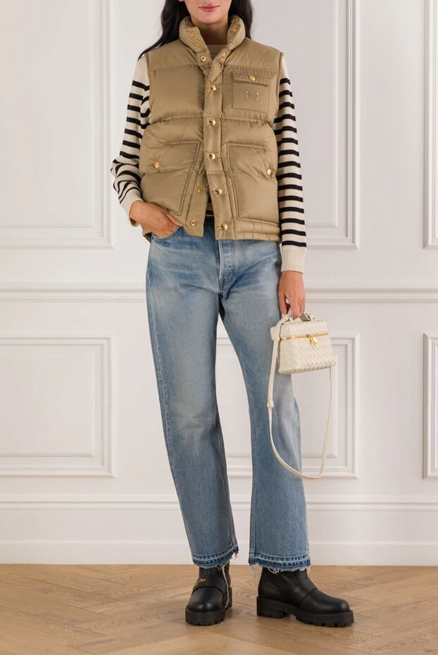 Celine triomphe логотипі бар бежевый түсті жеңіл нейлон желет 191968 - фото 2