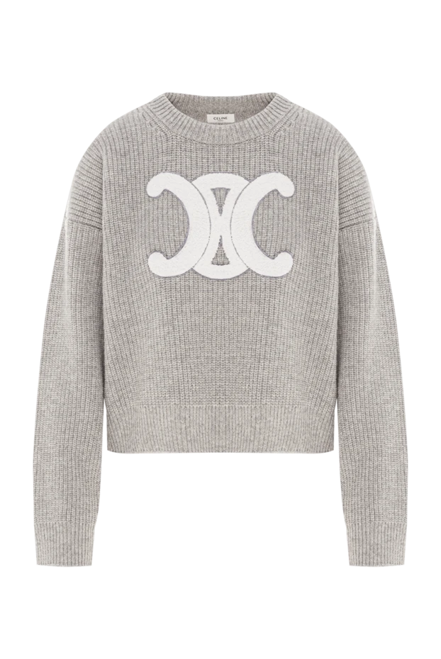 Серый джемпер Triomphe с круглым вырезом из натуральной шерсти - фото 1