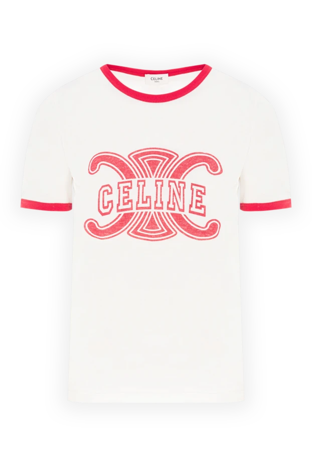 Celine қызыл жиегі бар ақ мақтадан тігілген футболка 191972 - фото 1