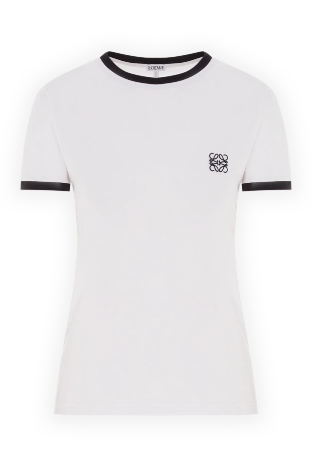 Белая футболка с черной окантовкой и вышитым логотипом-анаграммой - фото 1