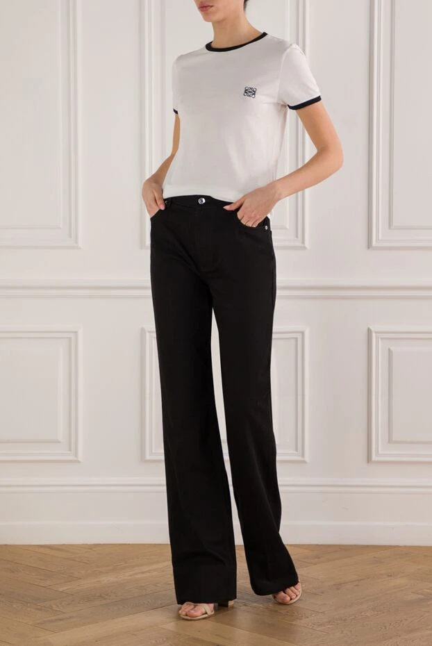 Loewe қара жиегі және кестеленген анаграмма логотипі бар ақ футболка 191975 - фото 2