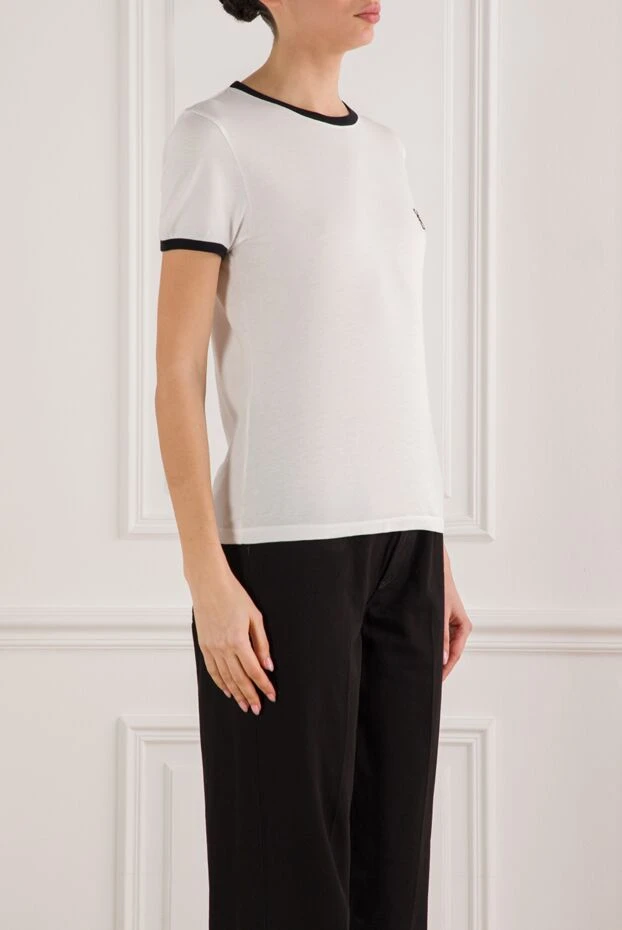 Loewe қара жиегі және кестеленген анаграмма логотипі бар ақ футболка 191975 - фото 3