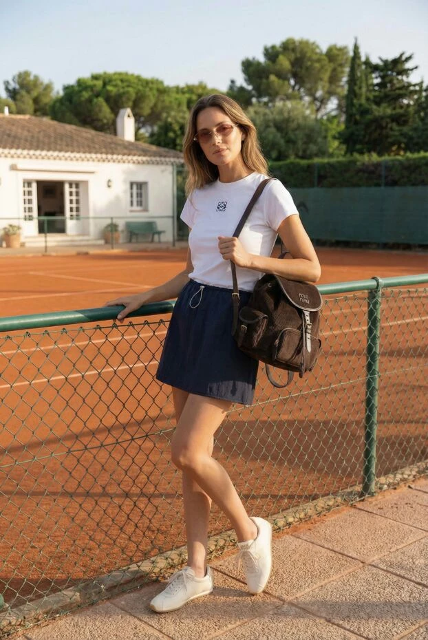 Loewe кестеленген логотипі бар ақ түсті футболка 191976 - фото 2