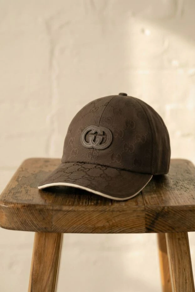 Ерлерге арналған қоңыр мақтадан жасалған бейсбол қалпағы GG - фото 2