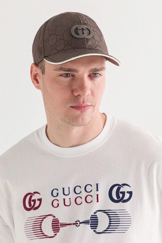 Gucci ерлерге арналған қоңыр мақтадан жасалған бейсбол қалпағы gg 191983 - фото 3