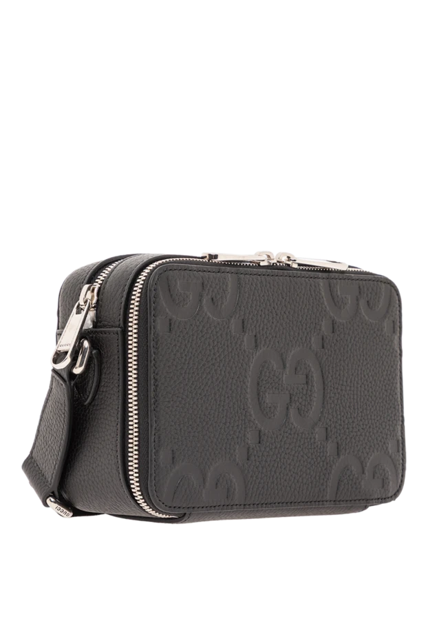 Gucci cумка-мессенджер jumbo gg из черной кожи 191984 - фото 3