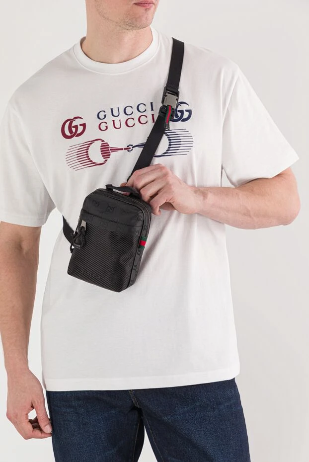Gucci мини сумка-слинг nexus из черного нейлона gg 191985 - фото 3