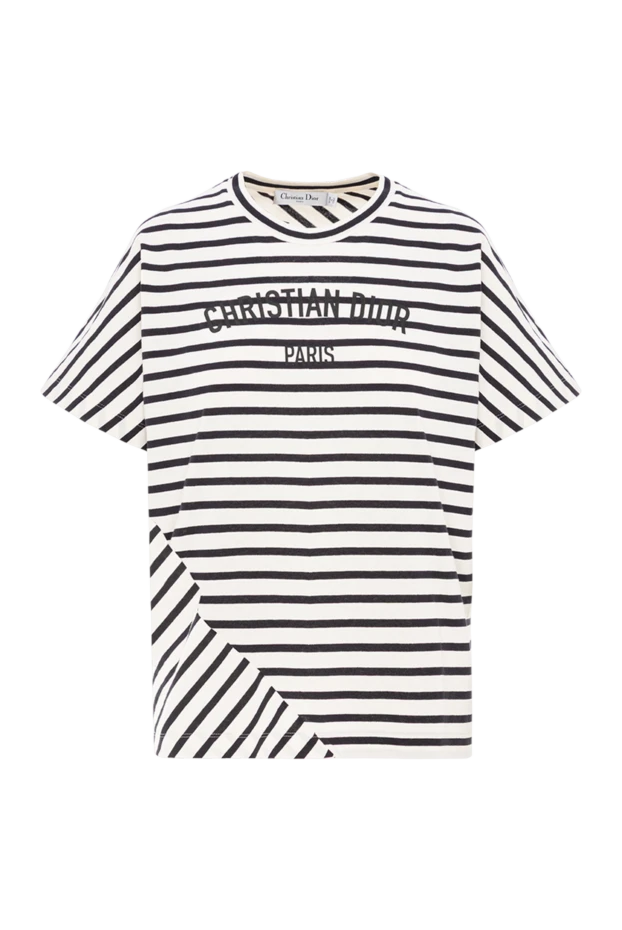 Футболка D-Stripes из хлопкового джерси темно-синего и белого цветов - фото 1