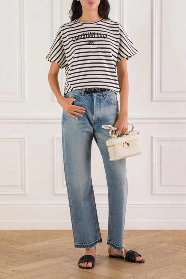 Dior d-stripes t-shirt in navy and white cotton jersey 191987 - photo 2