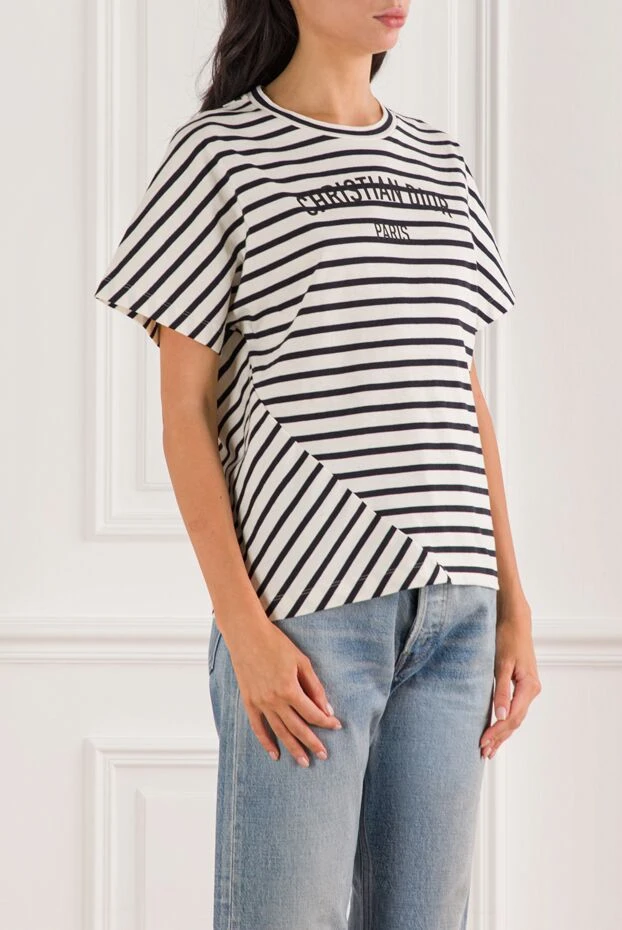 Dior d-stripes t-shirt in navy and white cotton jersey 191987 - photo 3