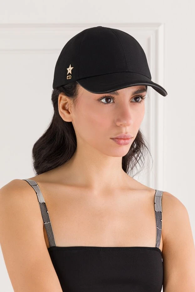 Dior d-player black cotton cap with gold star and cd logo 191994 - photo 2