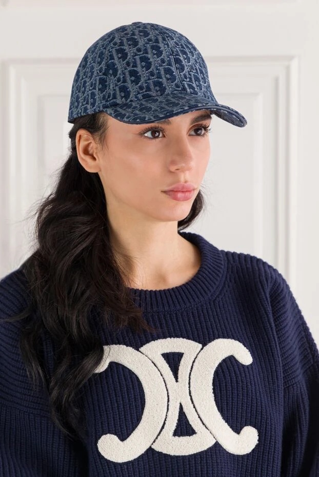 Dior dior oblique d-player cap in blue cotton jacquard 191996 - photo 3
