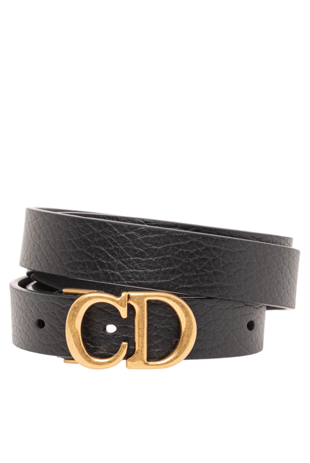 Black Leather Saddle Belt with CD Buckle - photo 1