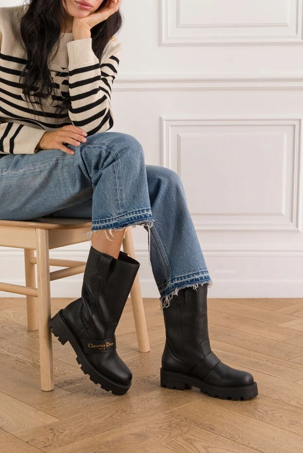 Dior ботинки d-quest из чернлой зернистой телячьей кожи 192004 - фото 2