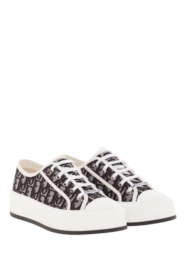 Dior women's walk'n'dior cotton sneakers with oblique embroidery 192005 - photo 3