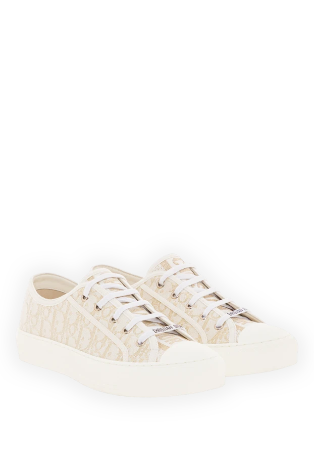 Dior әйелдерге арналған walk'n'dior бежевый түсті аласа кенеп кроссовкалары 192007 - фото 3