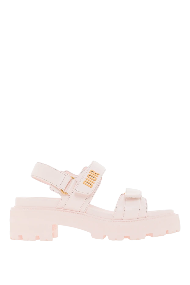 Dioract Platform sandals in powder beige lambskin with gold logo - photo 1