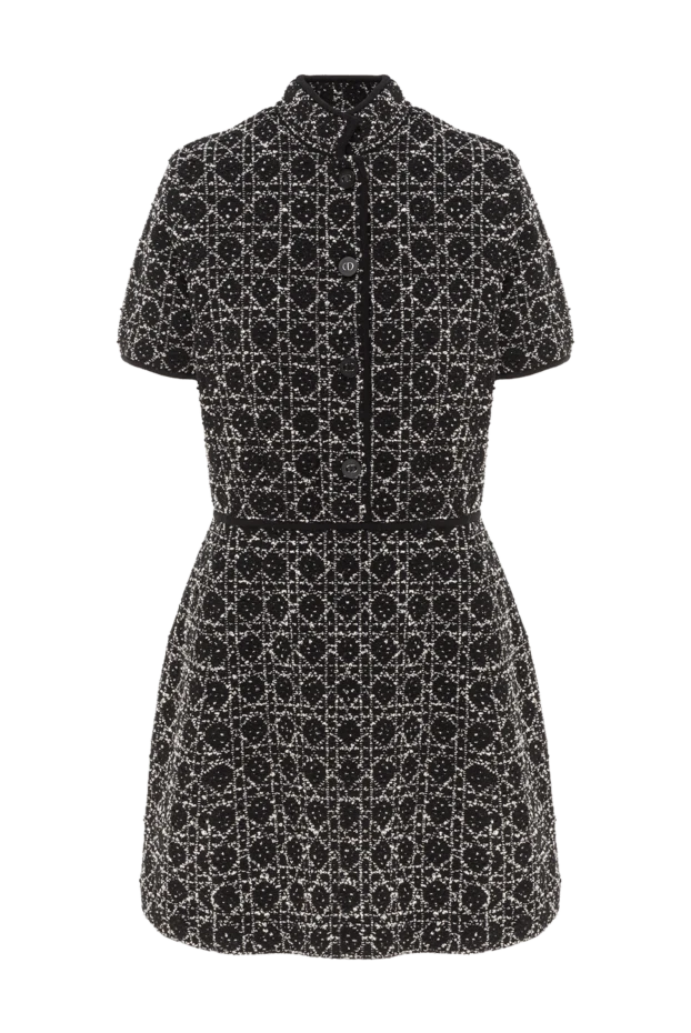 Short flared dress in black and white macrocannage jersey - photo 1