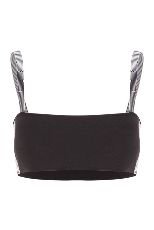 Черный топ-бра с бретелями в полоску из вискозы - фото 1