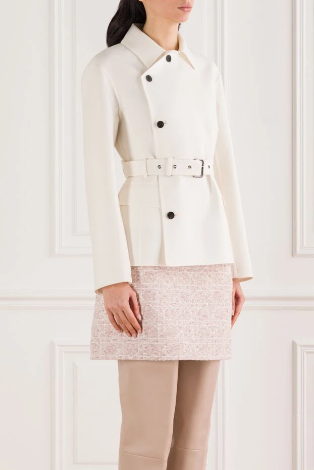 Dior belted jacket in ecru color made of gabardine, natural wool and silk 192024 - photo 3
