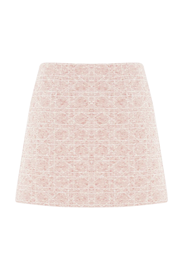Шабдалы гүлінің твидінен жасалған макроканнаж тәрізді кең сызылған мини юбка - фото 1