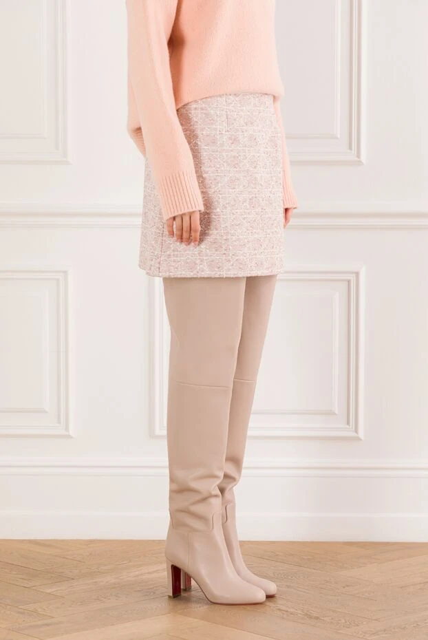 Dior macrocannage flared mini skirt in peach blossom tweed 192028 - photo 3