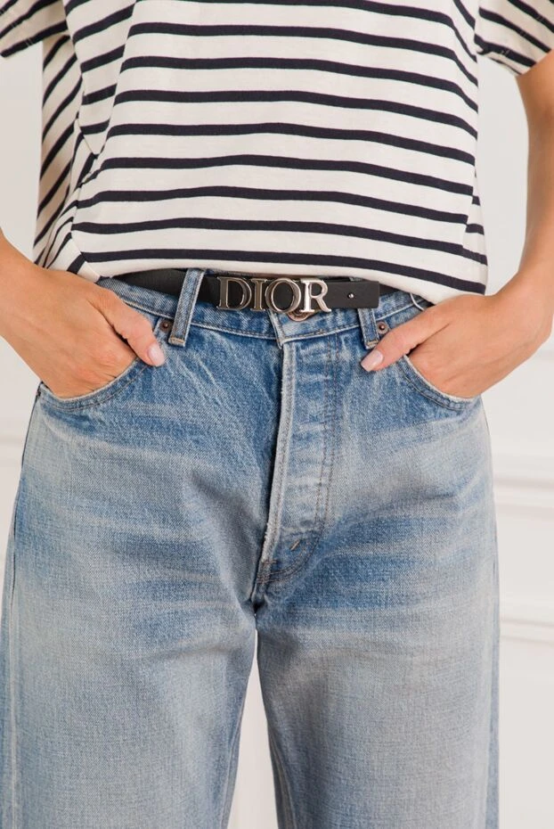 Dior двусторонний ремень d-dream из гладкой телячьей кожи с палладиевой отделкой 192029 - фото 2