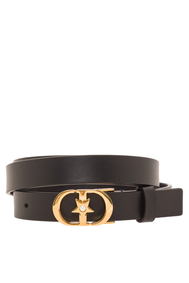 Ремень Lucky 30 Montaigne Star Belt из черной гладкой телячьей кожи с застежкой CD - фото 1