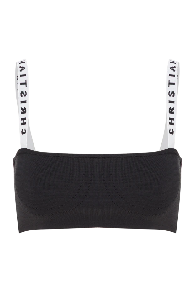 Черный бралетт из эластичной вискозы с контрастным фирменным знаком - фото 1